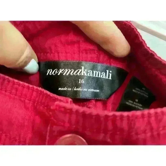 Norma Kamali Cranberry Cropped Capri Drawstring Hem Cargo Pants Women's 16 - Picture 4 of 6